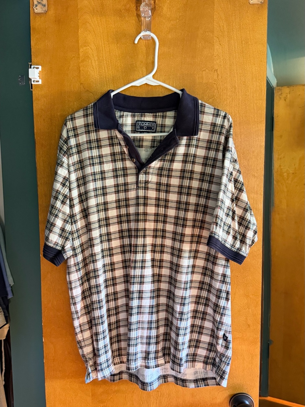 Vintage 90s Plaid Short-Sleeve Polo